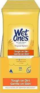 Wet Ones Toallitas antibacterianas para manos, aroma Tropical Splash, paquetes de viaje, 20 unidades (paquete de 10), total de 200 toallitas