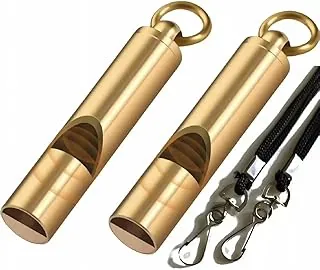 Whistle Emergency Auspicfly - 2 silbatos de supervivencia de latón con cordón Hyper Safety Llavero silbato para defensa personal, senderismo, esquí, entrenador, barco, entrenamiento, adulto