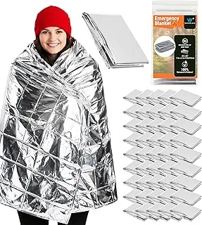 Winterlace Paquete de 50 mantas de emergencia (52 x 82 pulgadas) termales de Mylar para supervivencia, rescate y campamento, reflectantes (50)