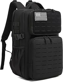 Wotony Mochila táctica militar para hombre, impermeable, paquete de asalto de 3 días, cortada con láser, diseño de correas Molle con soporte para botella de agua, bolsa de asalto táctica pequeña negra
