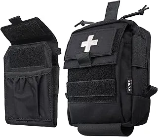 WYNEX Bolsas médicas tácticas Molle, EMT IFAK Kit de primeros auxilios Kit de trauma MED Bolsa para cinturón Bolsa pequeña portátil de supervivencia de emergencia con cruz de identificación iluminada