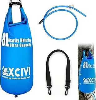 xcivi Bolsa de agua de gravedad de 8 litros compatible con soluciones de membrana, pajita y otros filtros de agua, bolsa de agua de 8 litros para camping, viajes, mochileros, senderismo, plegable y